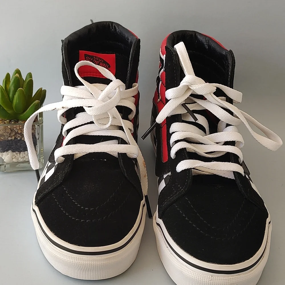 Japanese Vans Sk8-Hi Japan  Type Black Red Checkerboard Men Sz 4.5/ 6 Wome Shoes
